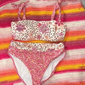 True Craft Pink and White Bikini Swim Set